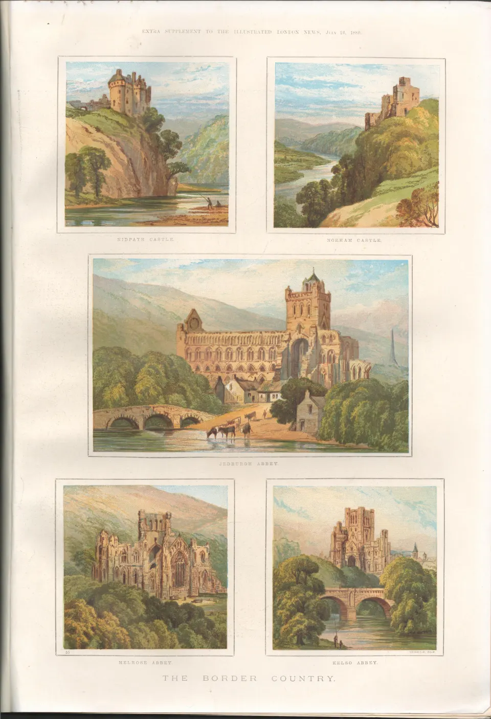 Colour Antique Views Of Border County Victorian 1880 Newspaper