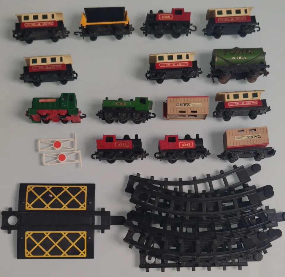 A collection of railway toys.