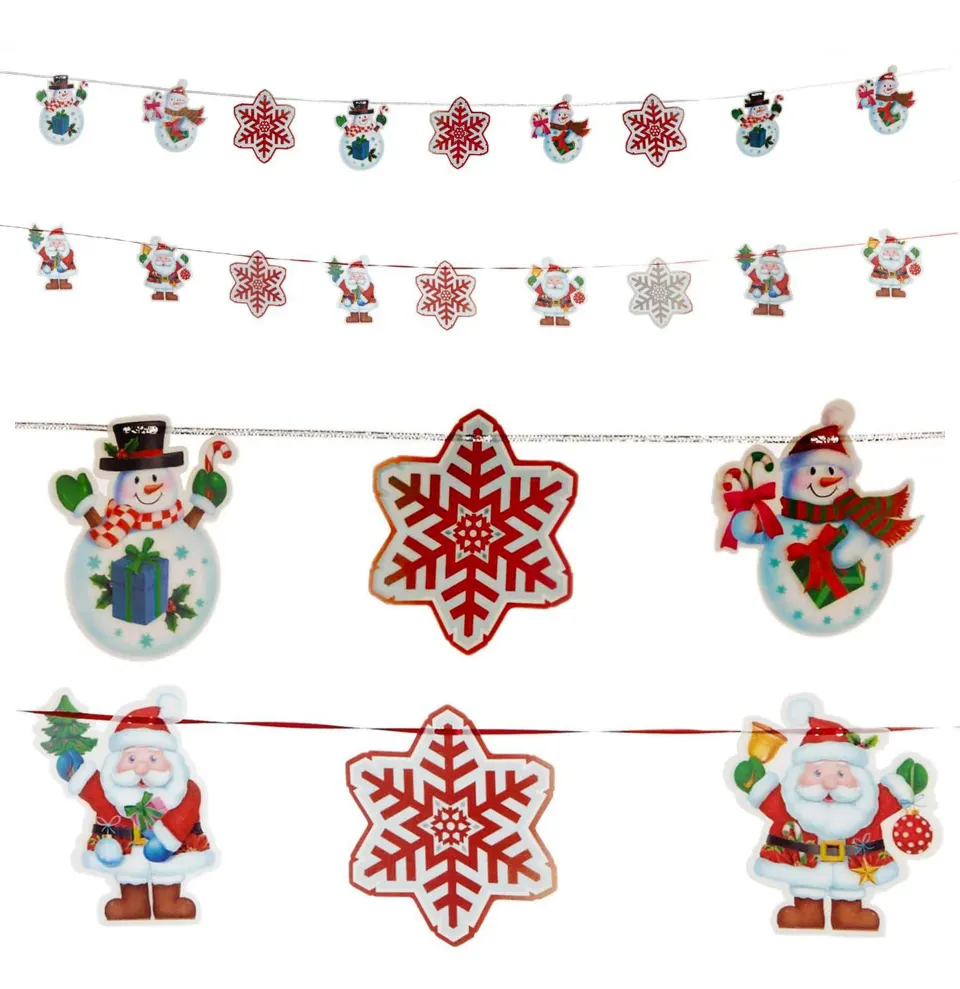 10 x  HOLOGRAPHIC 3D CHRISTMAS GARLANDS -  ASSORTED DESIGNS