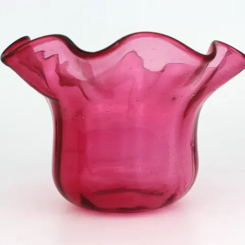 Antique Ruffled Edged Cranberry Glass Vase