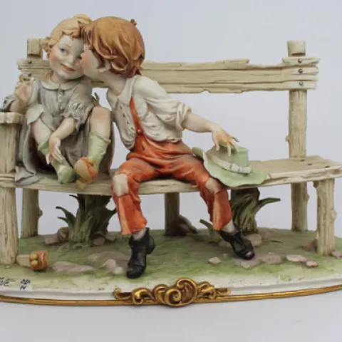 Capodimonte Figurine Girl & Boy on Bench