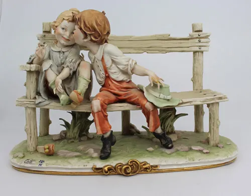 Capodimonte Figurine Girl & Boy on Bench