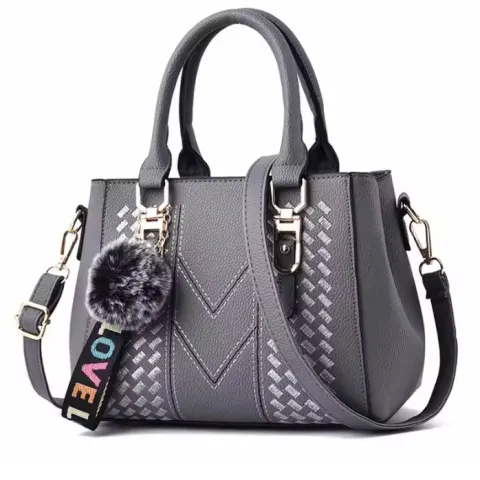 Embroidery Messenger Bags Women Leather Handbag Grey