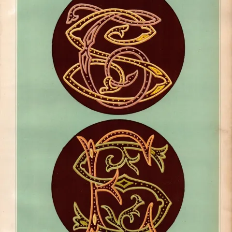 Monogram Piping 4 T Percy Lewis & A.G Bromley Antique Chromolithograph Print.