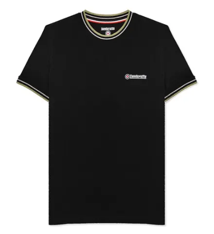 Lambretta Mens Twin Tipped Pique Tee Black - XL