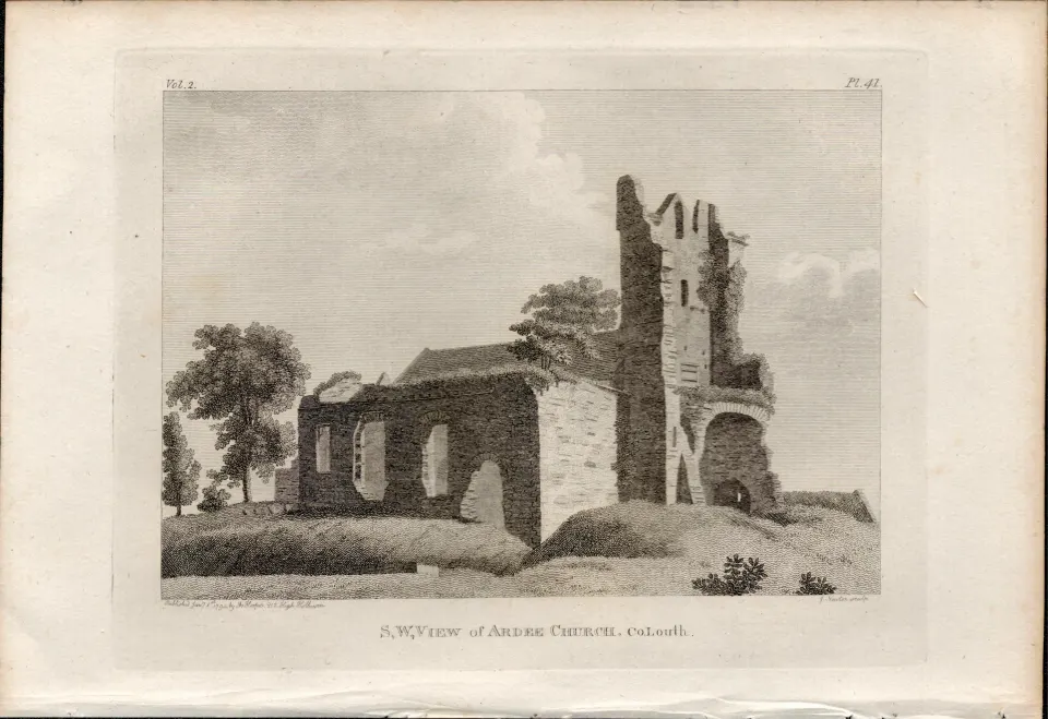 Ardee Church Co Louth Rare 1791 Francis Grose Antique Print