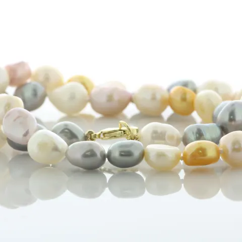 18 Inch Freshwater Baroque Shaped Cultured 8.0 - 8.5mm Pearl Necklace With Gold Plated Clasp