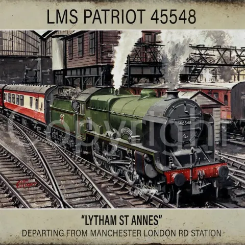 LMS Patriot 45548 "Lytham St Annes" Departing Manchester Station Metal Wall Art