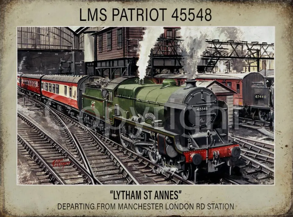 LMS Patriot 45548 "Lytham St Annes" Departing Manchester Station Metal Wall Art
