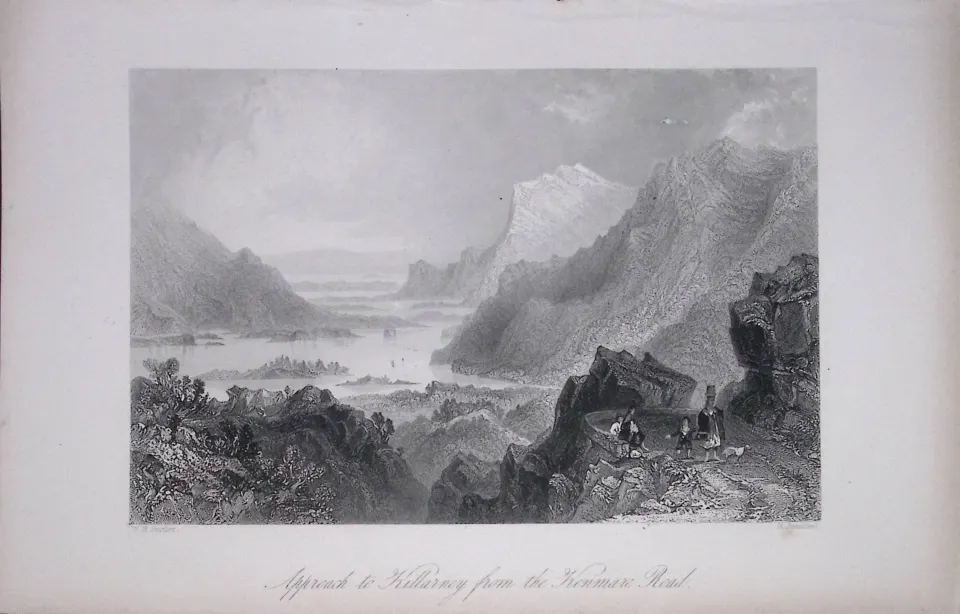 Ireland Kenmare Road To Killarney Antique 183 Years-Old Steel-Engraving-27.