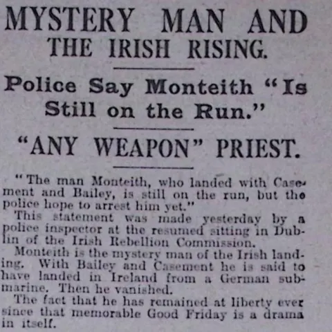Irish Easter Rising 1916, Mystery Man And The Rising, Young Rebel Priests, Newspaper.