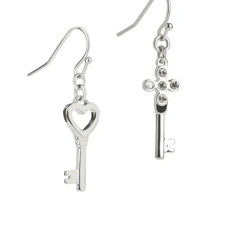 Key Drop Earrings, With One Key Having 4 Swarovski Crystals - Unboxed x 5