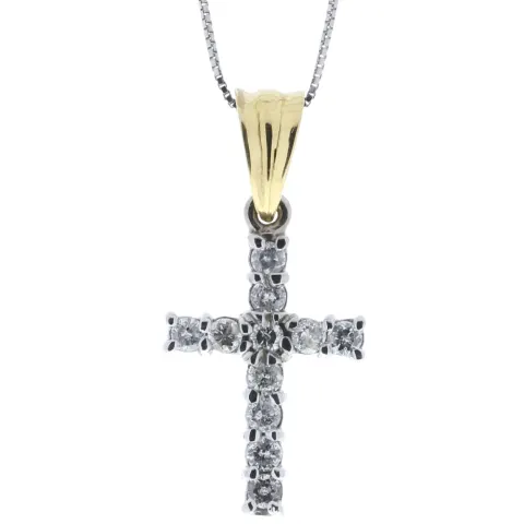18ct White Gold Diamond Cross Pendant 0.50 Carats