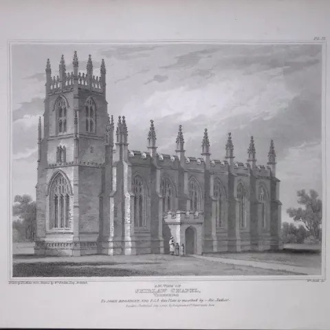 Skirlaw Chapel Yorkshire 190 Years-Old Rare John Britton Antique Steel Engraving-98