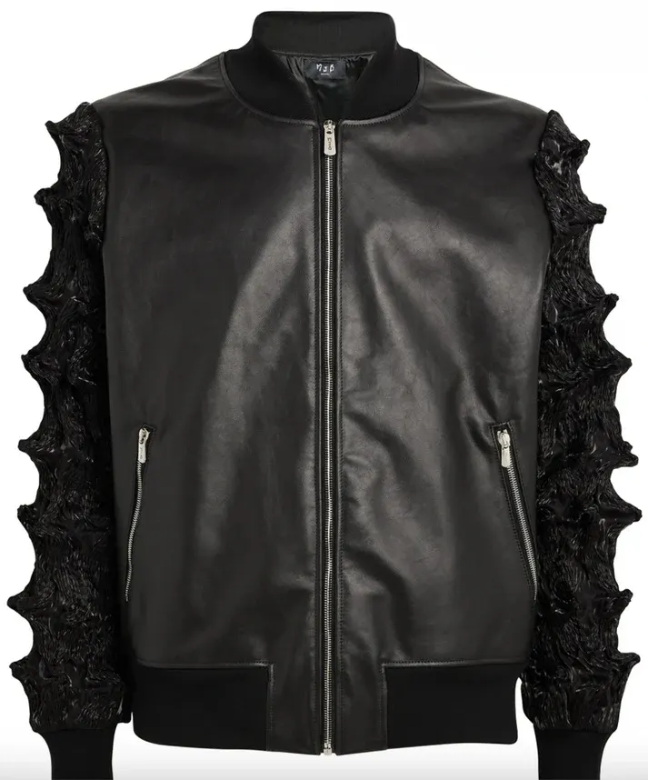 MJB Marc Jaques Burton Spiked Leather Bomber Jacket, Online Price £1165, Size XXXL (56).