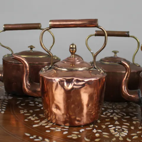 Collection of Antique Copper Kettles