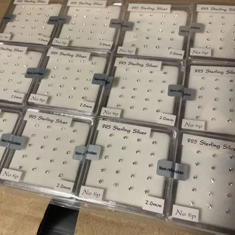 10 x 20 Sterling Silver Diamante Nose Studs. Brand New Stock