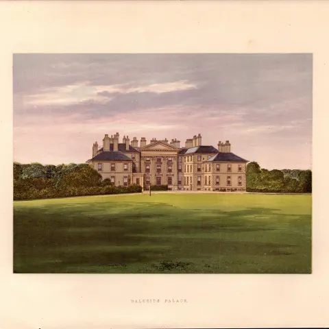 Dalkeith Palace Edinburgh Scotland Gilt-Edge Coloured Antique Book Plate.