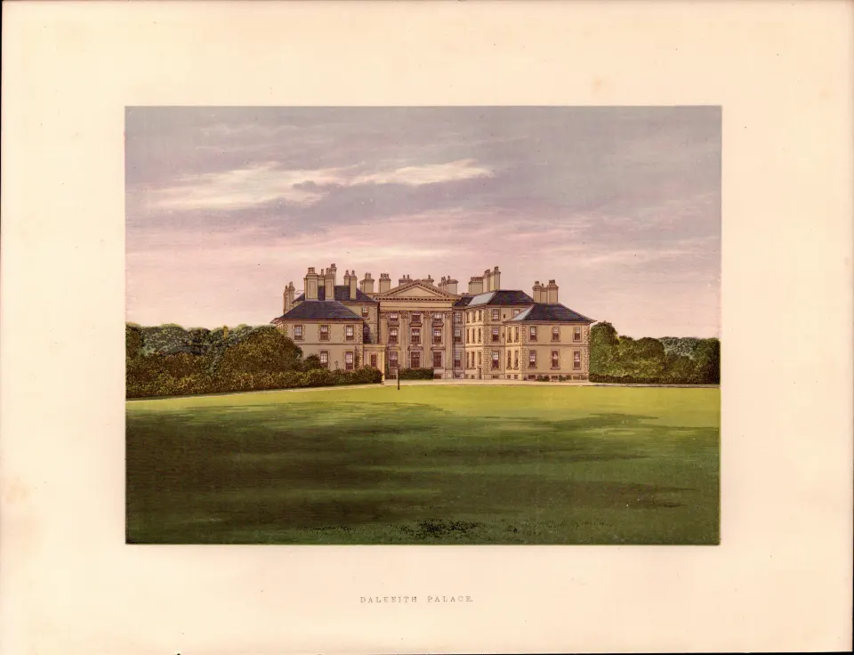 Dalkeith Palace Edinburgh Scotland Gilt-Edge Coloured Antique Book Plate.