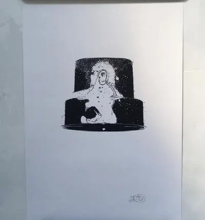 NICK Walker (B 1969-) Black Nozzle, 2007, Screenprint In Black With Early Apish Angel Blind Stamp
