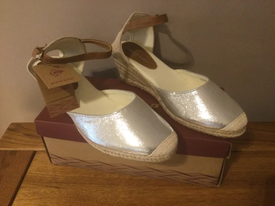 Dunlop “Esme” Espadrille Wedge Sandals, Size 5, Silver - New RRP £35.00