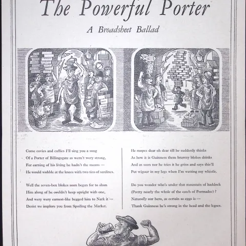 Guinness 68 Years-Old Advert 1957 The Powerful Porter Print: G.E.2452-A