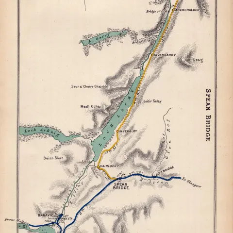 Fort Augustus Spean Bridge Fort William Scotland Antique Railway Diagram-150.