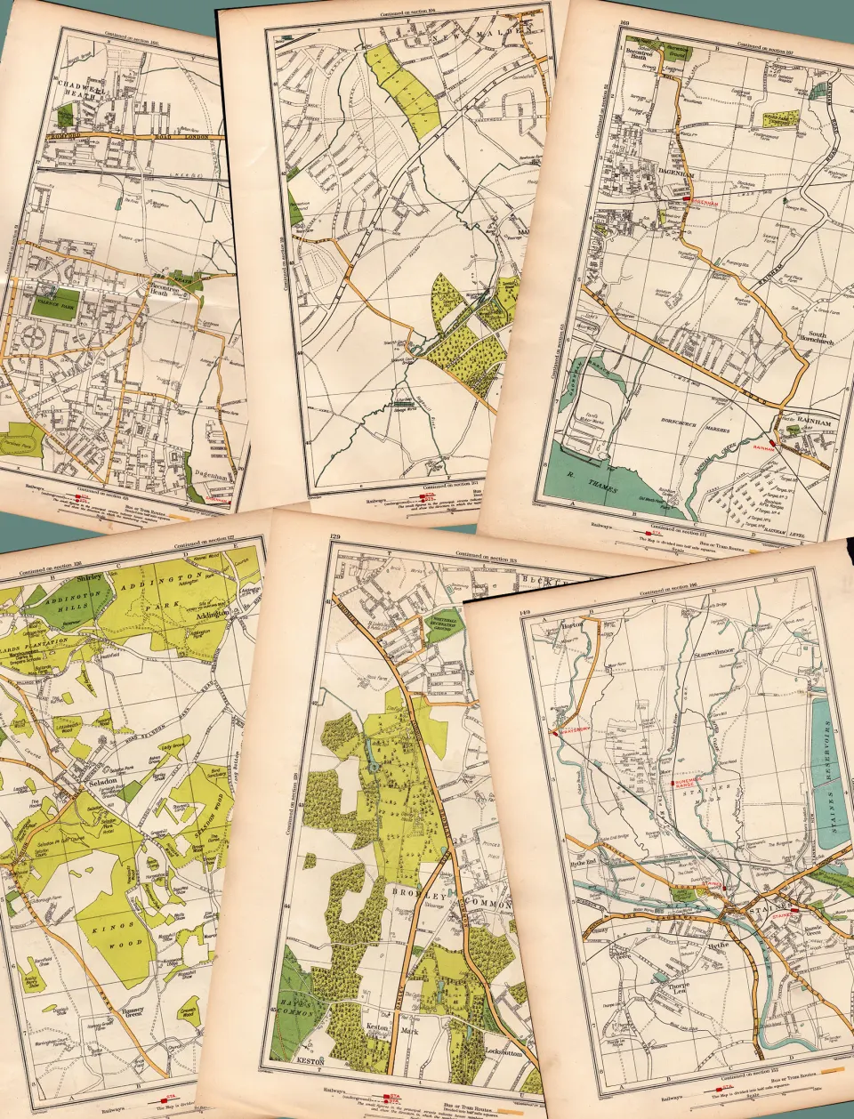 Job lot 15 Authentic Maps Directory of London and Suburbs 87-Year-Old-Prints-1.