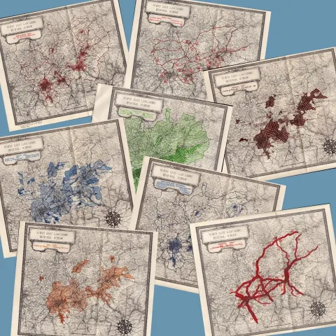 Collection of 9 North-East Lancashire 1929 Regional Planning Scheme Report Maps.