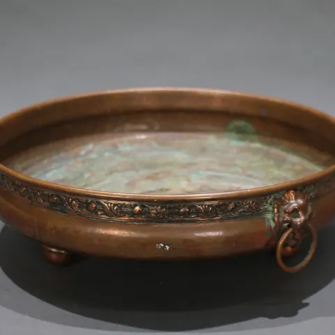 Shallow Copper Footed Bowl