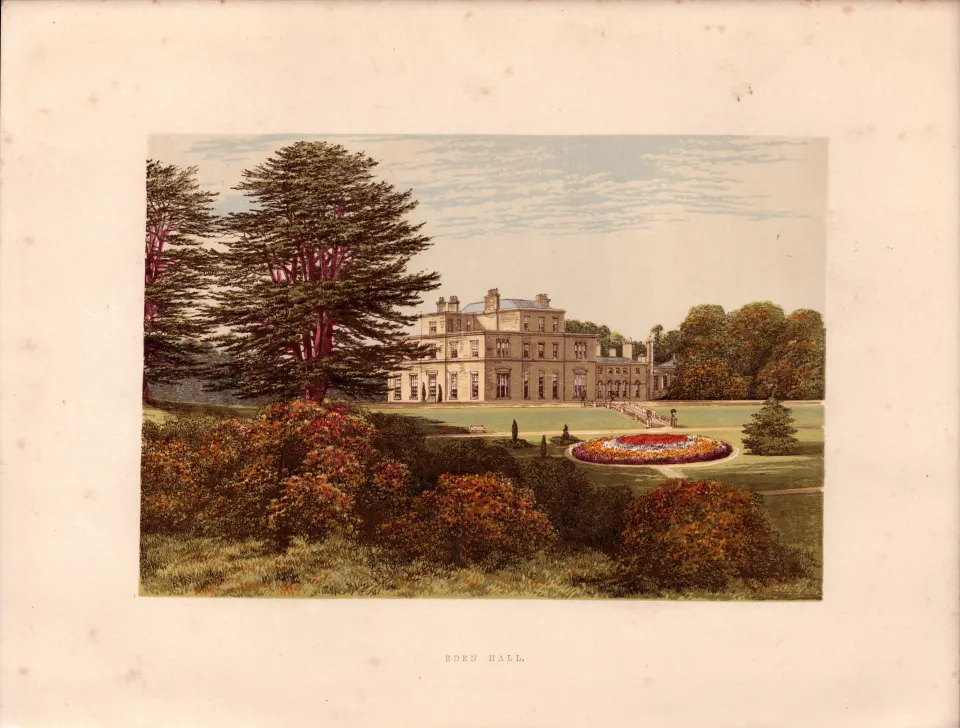 Eden Hall Cumbria Gilt-Edge Coloured Antique Book Plate.