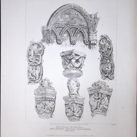Dunstable Priory Church Beds Rare John Britton 191 Years-Old Antique Steel Engraving-6