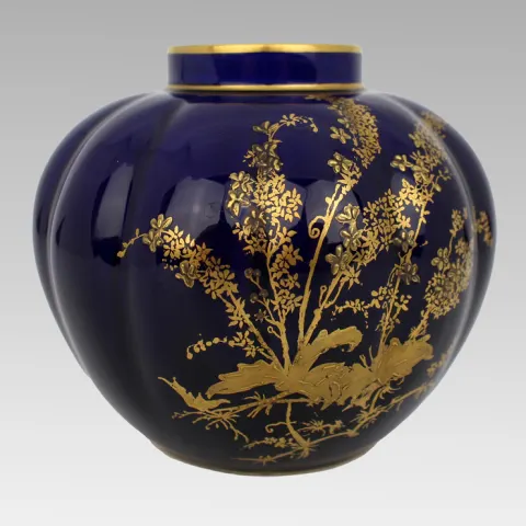 Late Victorian Royal Crown Derby Cobalt Blue & Gilded Vase