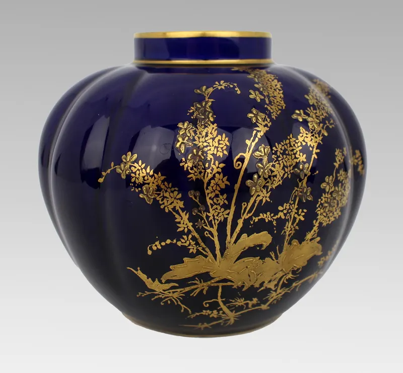 Late Victorian Royal Crown Derby Cobalt Blue & Gilded Vase