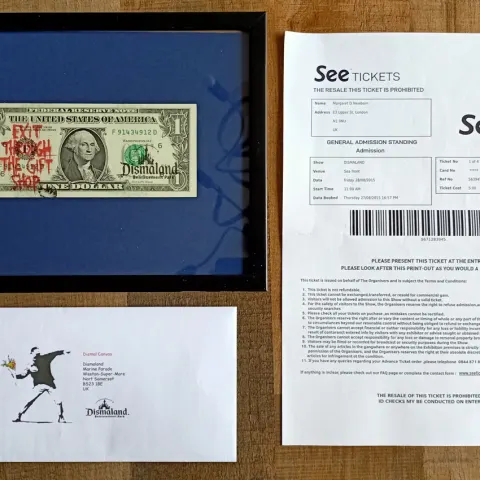 Banksy (Atributted) Dismaland Real Dollar w/SeeTicket (#0517)