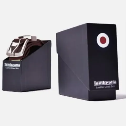 Lambretta Leather Lined Boxed Belt, Brown/Tan XL