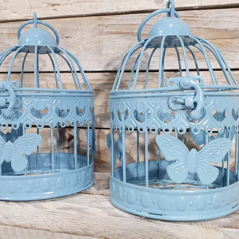 2 x Pink Decorative Birdcages. 32cm x 13cm. Beautiful household decoration.  Rrp £30