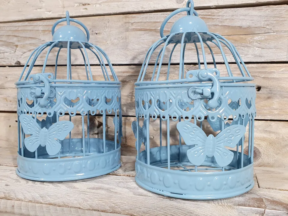 2 x Pink Decorative Birdcages. 32cm x 13cm. Beautiful household decoration.  Rrp £30