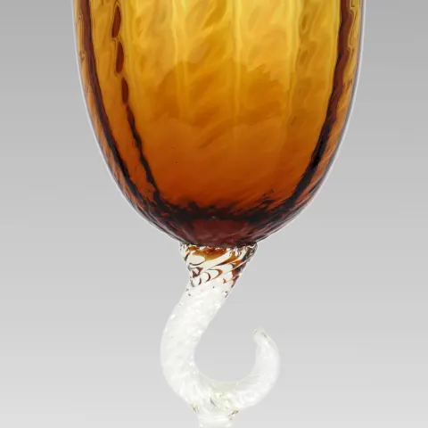 Vintage Mid-20th Century Murano-Style Amber Glass Goblet