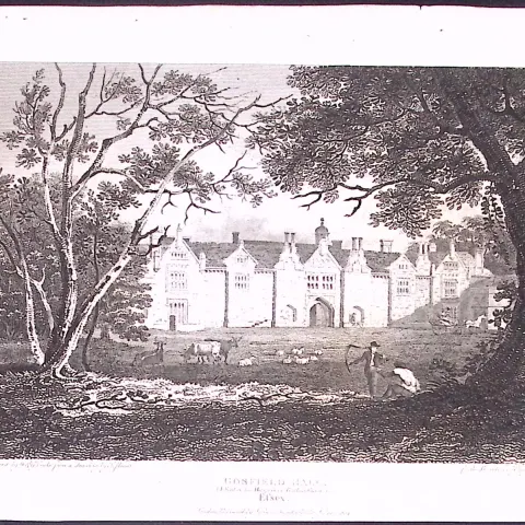 Essex Gosford Hall Antique 222 Years-Old Steel-Engraving-163