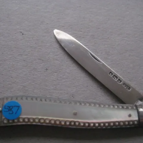 Victorian Mother of Pearl Hafted Silver Bladed Folding Fruit Knife