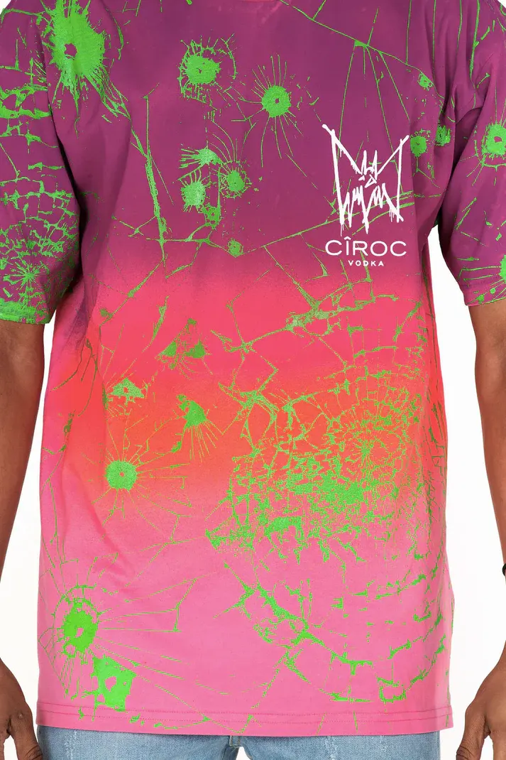 MJB Marc Jaques Burton Ciroc Cracked Multi Festival T-Shirt, Online Price £345, Size S.