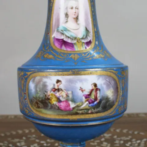 Large Late 19th Century Sèvres-Style Bleu Céleste Porcelain Vase