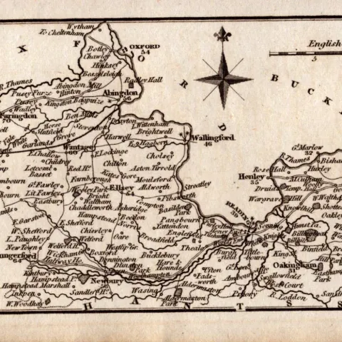 Berkshire Antique Copper Engraved George IV Map by Sidney Hall.