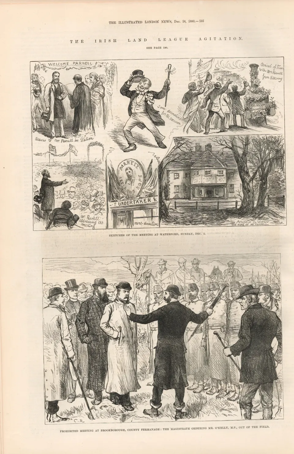 Irish Land League Meetings Fermanagh Waterford 1880 Antique