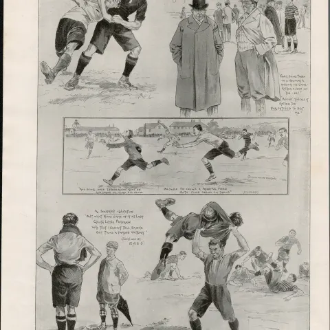 The North v The South Rugby Match Antique 1900 Print