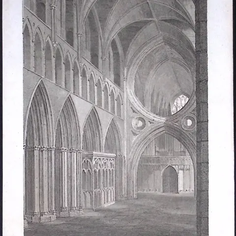 Wells Cathedral Somerset Antique 212 Years-Old Georgian Steel-Engraving-169