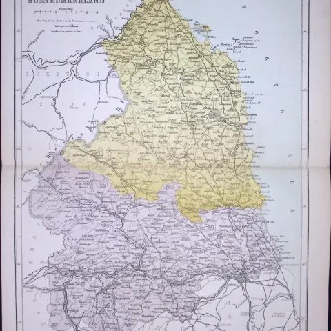Northumberland 150 Years-Old 1875 Coloured Detailed Antique 1875 Map-29
