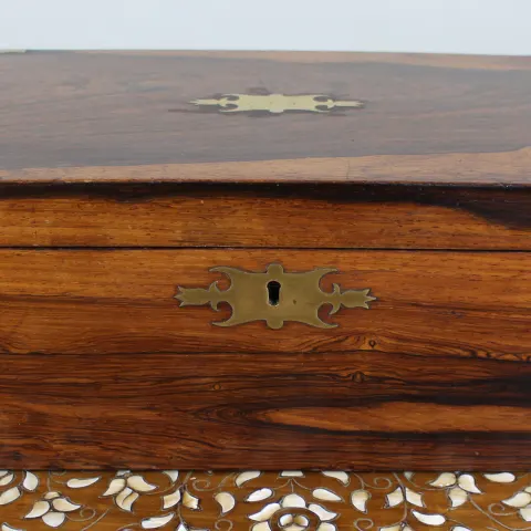 Antique Brass-Bound Rosewood Writing Slope, c.1850