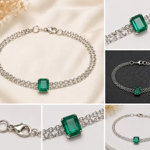 Emerald Doublet Double-Chain Bracelet